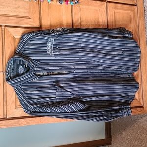 Men's XL Harley-Davidson long sleeve button down shirt black with yellow stripes